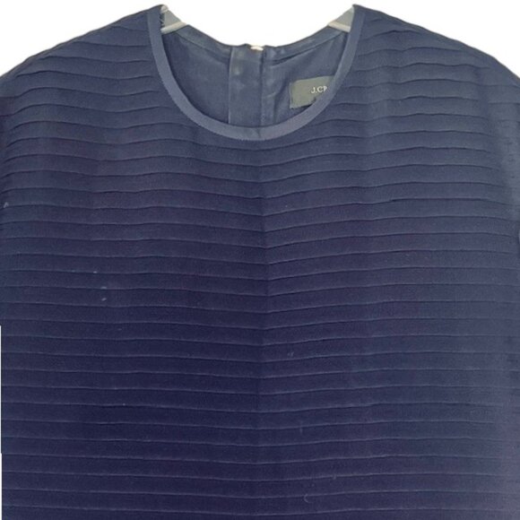 J. Crew Tier-Pleated Chiffon Short Sleeved Shift Dress B9434 - Navy - 2 - Picture 4 of 12